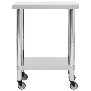 Edelstahl Küchenarbeitstisch mit Rollen 80x45x85 cm