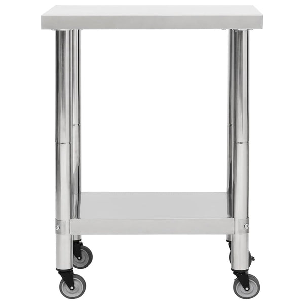 Edelstahl Küchenarbeitstisch mit Rollen 80x45x85 cm