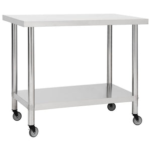 Edelstahl Küchen Arbeitstisch mit Rollen 80x60