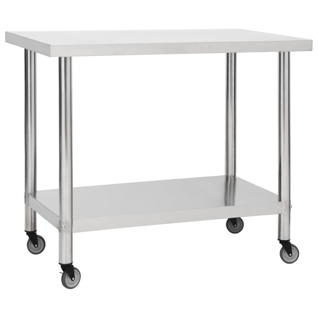Edelstahl Küchen Arbeitstisch mit Rollen 80x60