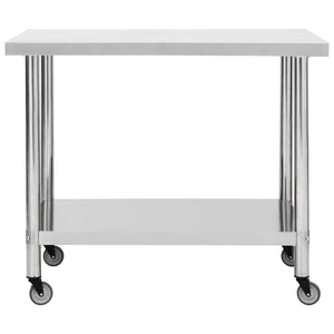 Edelstahl Küchen Arbeitstisch mit Rollen 80x60