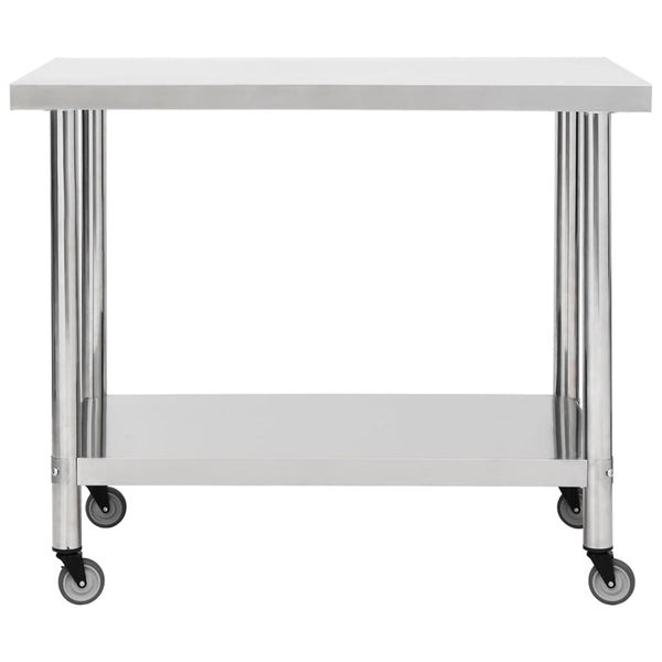Edelstahl Küchen Arbeitstisch mit Rollen 80x60