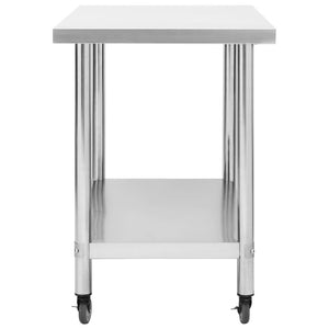 Edelstahl Küchen Arbeitstisch mit Rollen 80x60