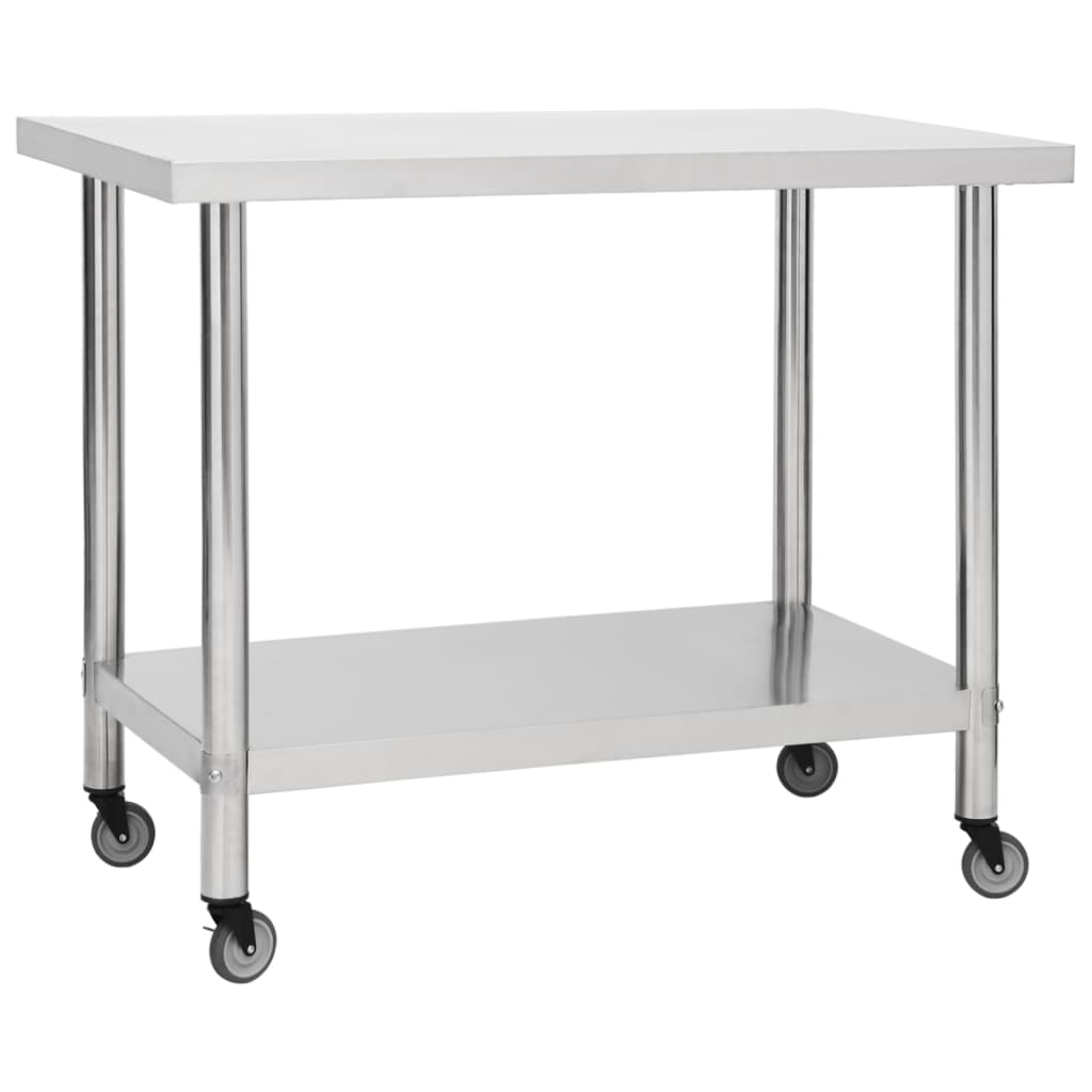 Edelstahl Küchen Arbeitstisch mit Rollen