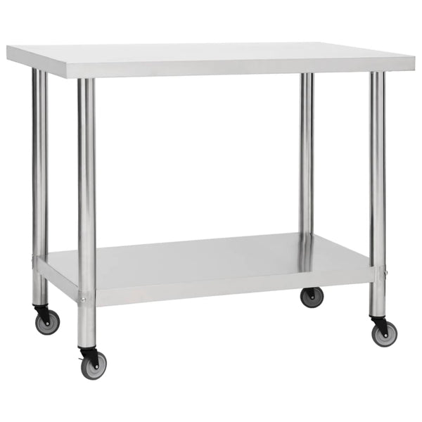 Edelstahl Küchen-Arbeitstisch mit Rollen