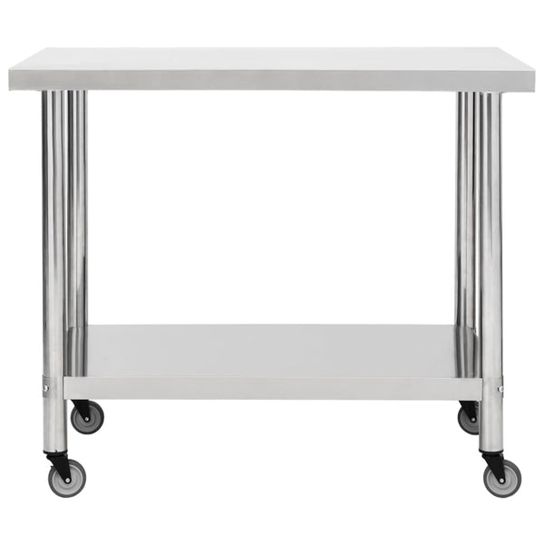 Edelstahl Küchen-Arbeitstisch mit Rollen