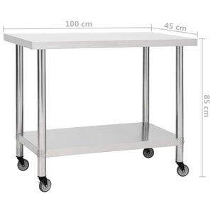 Edelstahl Küchen-Arbeitstisch mit Rollen