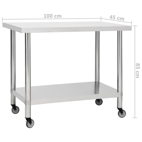 Edelstahl Küchen-Arbeitstisch mit Rollen