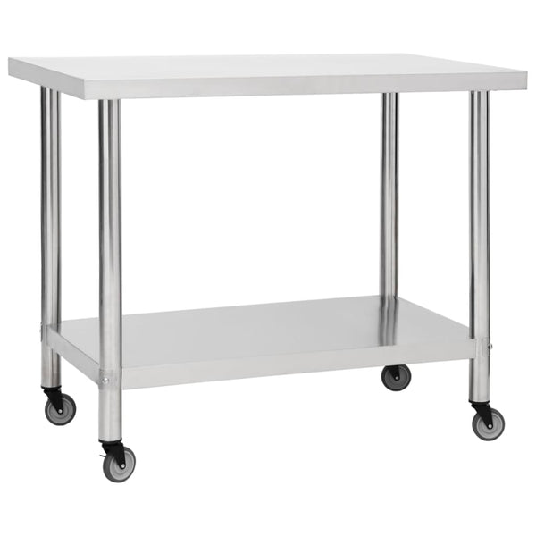 Edelstahl Küchen Arbeitstisch mit Rollen
