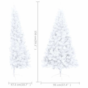 Künstlicher Halb-Weihnachtsbaum Beleuchtung Kugeln Weiß 150 cm