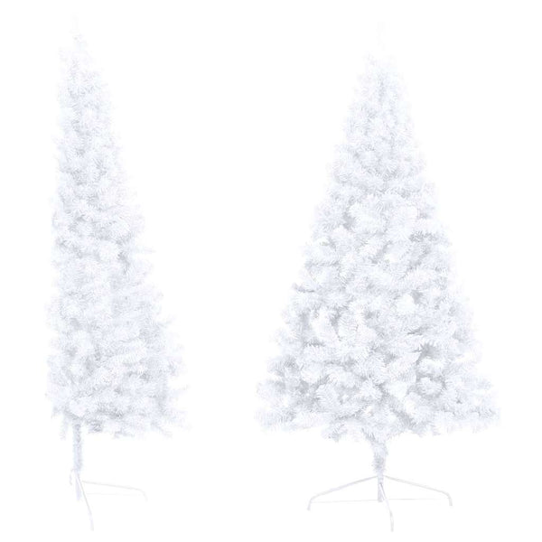 Künstlicher Halb-Weihnachtsbaum Beleuchtung Kugeln Weiß 150 cm
