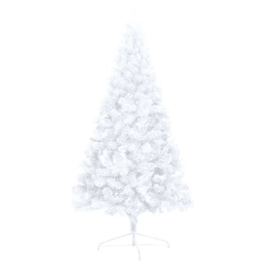 Künstlicher Halb-Weihnachtsbaum Beleuchtung Kugeln Weiß 150 cm