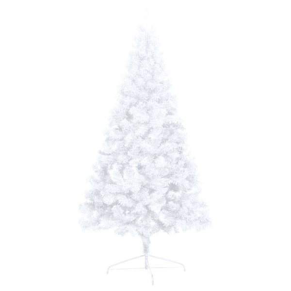 Künstlicher Halb-Weihnachtsbaum Beleuchtung Kugeln Weiß 150 cm