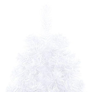 Künstlicher Halb-Weihnachtsbaum Beleuchtung Kugeln Weiß 150 cm