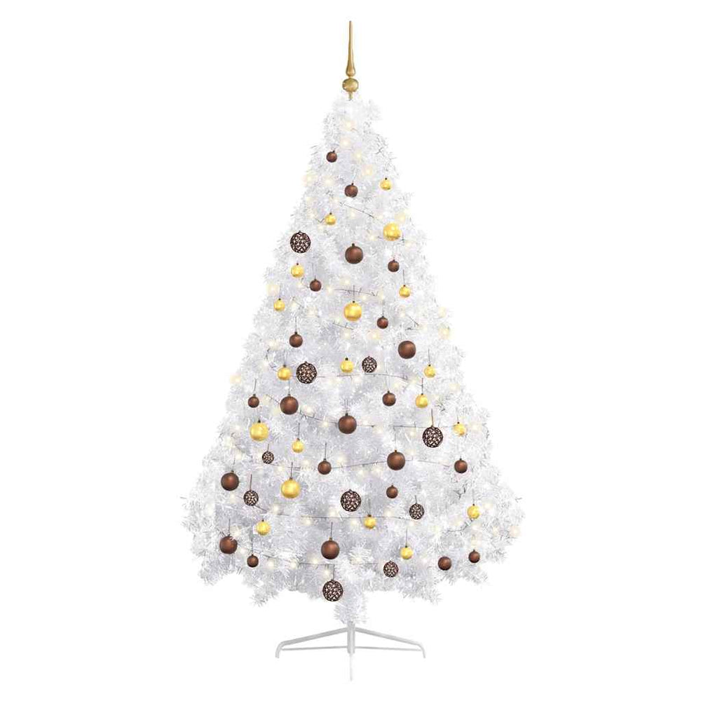 Künstlicher Halb-Weihnachtsbaum Beleuchtung Kugeln Weiß 180 cm