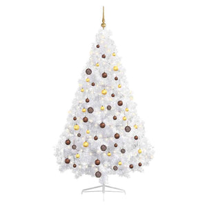 Künstlicher Halb-Weihnachtsbaum Beleuchtung Kugeln Weiß 180 cm