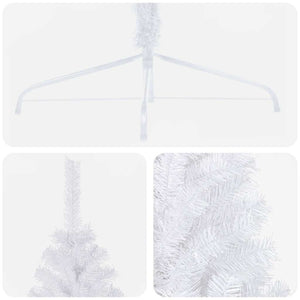 Künstlicher Halb-Weihnachtsbaum Beleuchtung Kugeln Weiß 180 cm