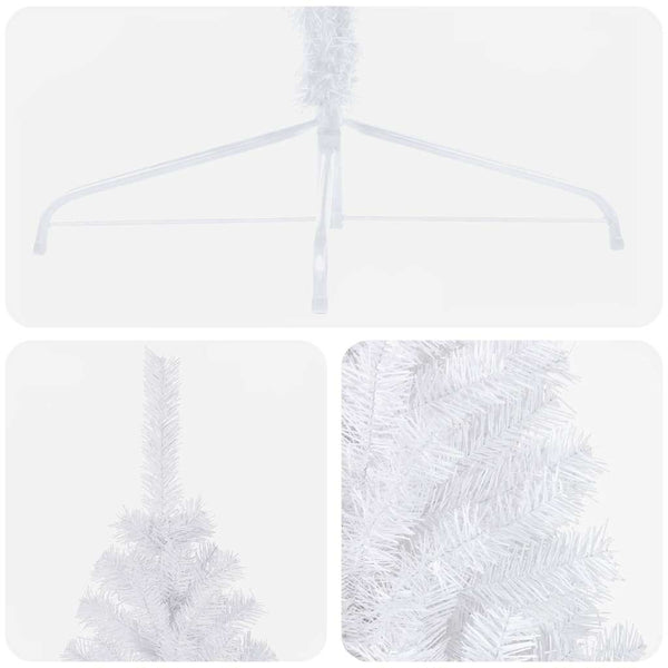Künstlicher Halb-Weihnachtsbaum Beleuchtung Kugeln Weiß 180 cm