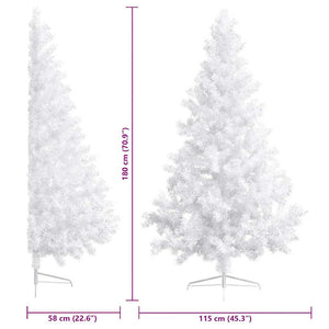 Künstlicher Halb-Weihnachtsbaum Beleuchtung Kugeln Weiß 180 cm