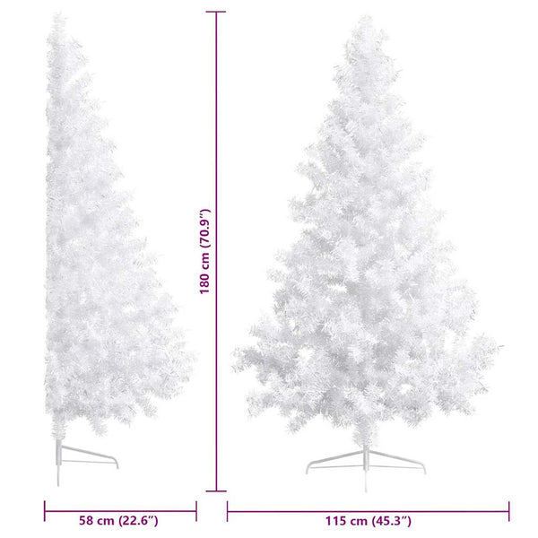 Künstlicher Halb-Weihnachtsbaum Beleuchtung Kugeln Weiß 180 cm