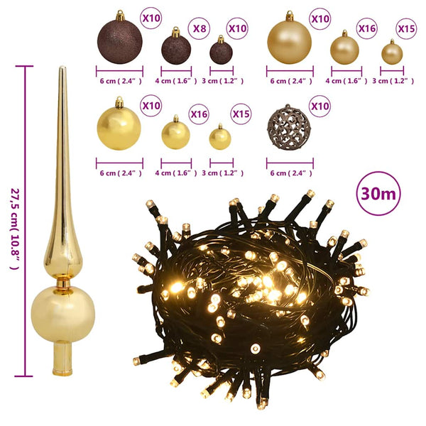 Künstlicher Halb-Weihnachtsbaum Beleuchtung Kugeln Weiß 180 cm