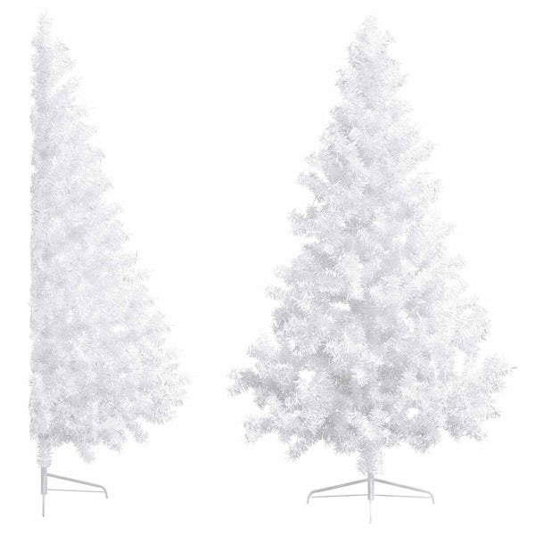 Künstlicher Halb-Weihnachtsbaum Beleuchtung Kugeln Weiß 180 cm