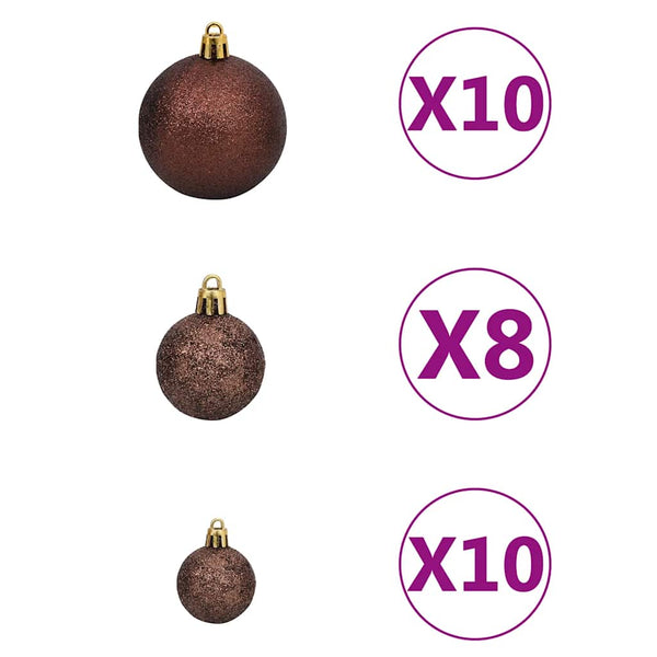 Künstlicher Halb-Weihnachtsbaum Beleuchtung Kugeln Weiß 180 cm