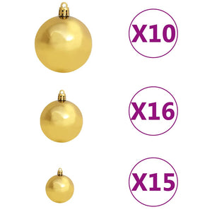 Künstlicher Halb-Weihnachtsbaum Beleuchtung Kugeln Weiß 180 cm