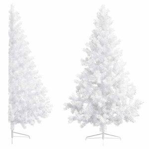 Künstlicher Halb-Weihnachtsbaum Beleuchtung Kugeln Weiß 210 cm