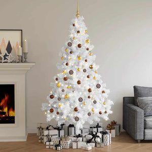 Künstlicher Halb-Weihnachtsbaum Beleuchtung Kugeln Weiß 210 cm
