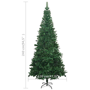 Künstlicher Weihnachtsbaum mit Beleuchtung Kugeln L 240 cm Grün