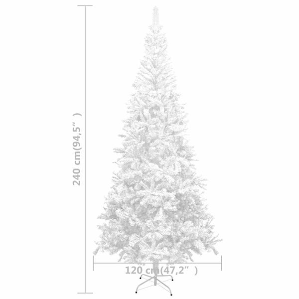 Künstlicher Weihnachtsbaum mit Beleuchtung Kugeln L 240 cm Weiß