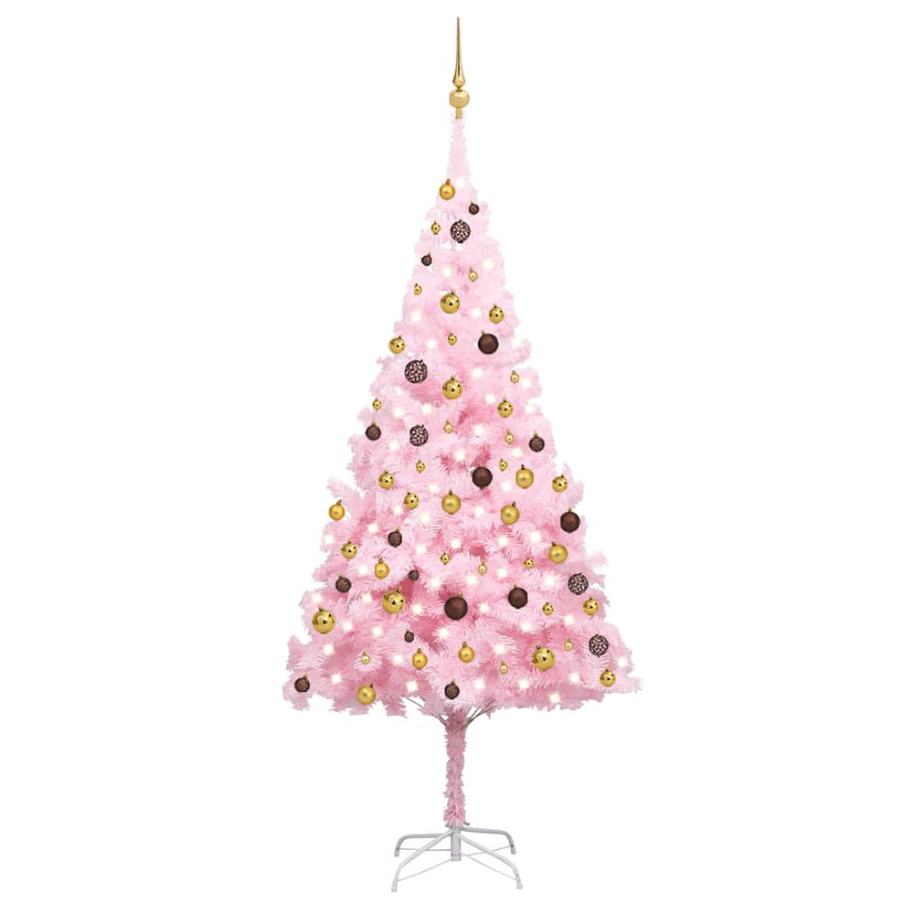 Künstlicher Weihnachtsbaum mit Beleuchtung & Kugeln Rosa 240cm