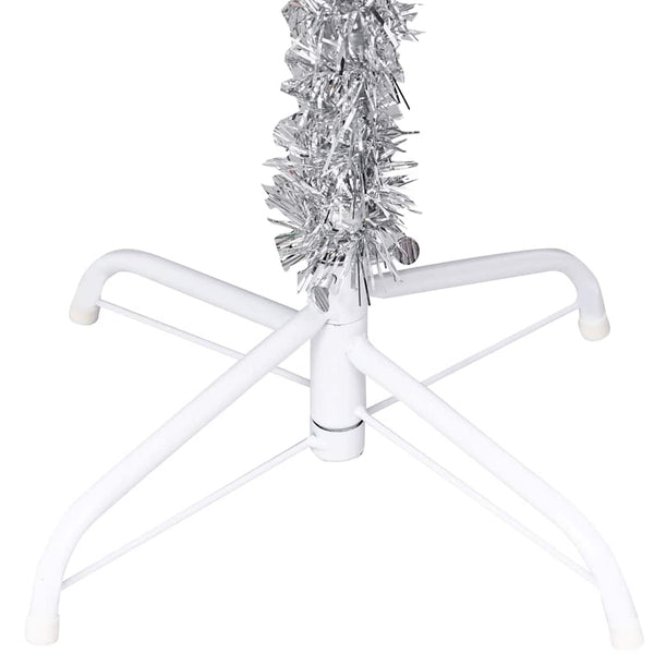 Künstlicher Weihnachtsbaum Beleuchtung & Kugeln Silber 150 cm