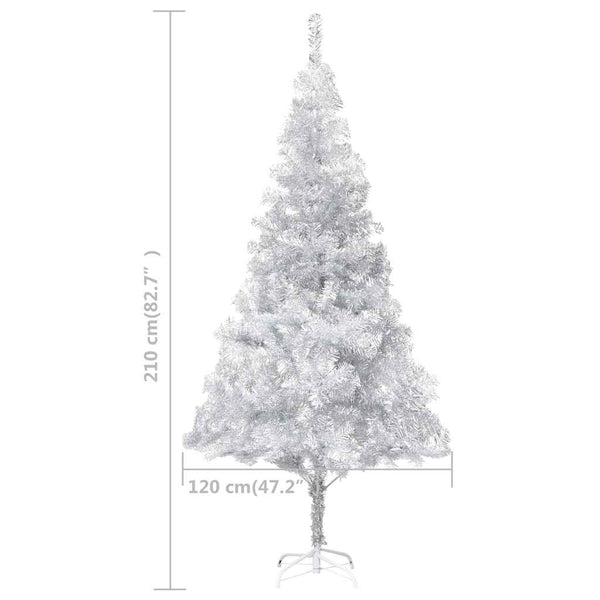 Künstlicher Weihnachtsbaum Beleuchtung & Kugeln Silber 210 cm