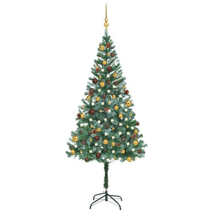 Künstlicher Weihnachtsbaum mit Beleuchtung Kugeln Zapfen 180 cm