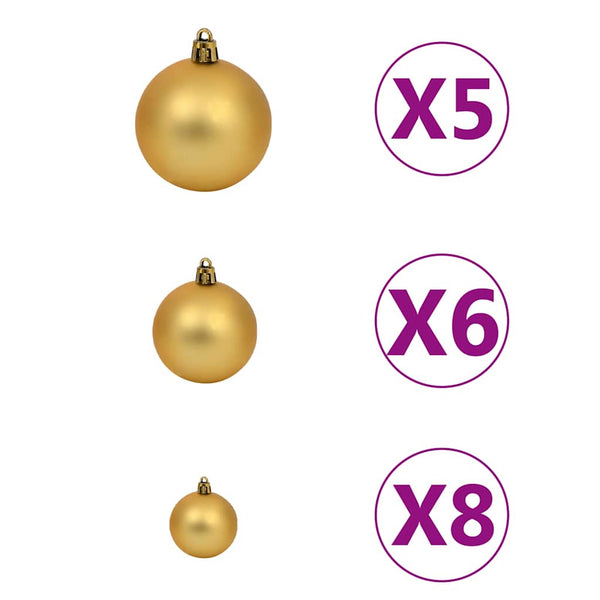 Künstlicher Weihnachtsbaum mit Beleuchtung Kugeln Zapfen 180 cm