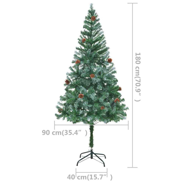 Künstlicher Weihnachtsbaum mit Beleuchtung Kugeln Zapfen 180 cm