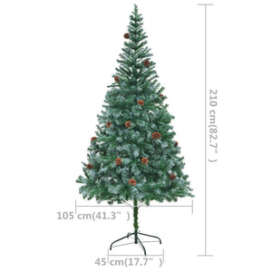 Künstlicher Weihnachtsbaum mit Beleuchtung Kugeln Zapfen 210 cm