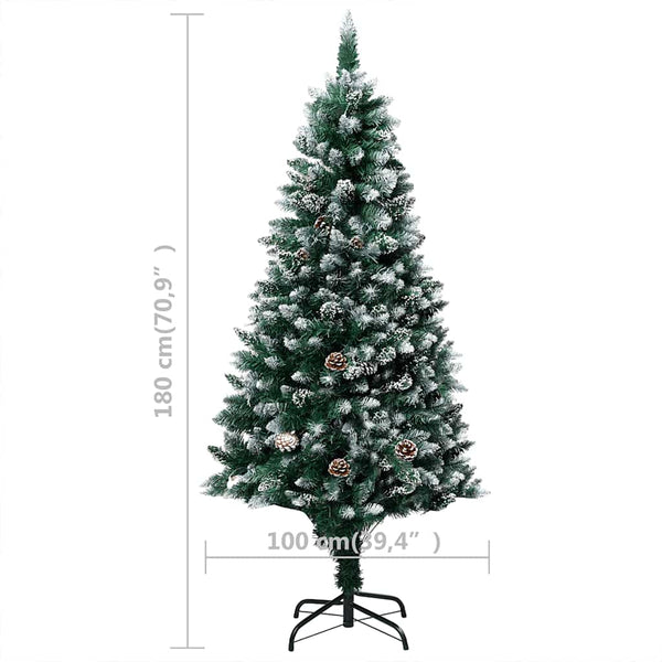 Künstlicher Weihnachtsbaum mit LEDs Kugeln Zapfen 180 cm