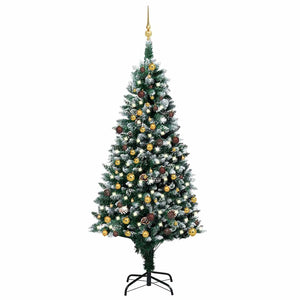 Künstlicher Weihnachtsbaum mit LEDs Kugeln Zapfen 210 cm