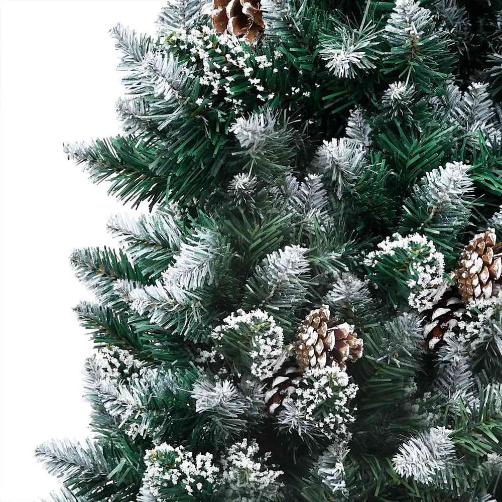 Künstlicher Weihnachtsbaum mit LEDs Kugeln Zapfen 210 cm