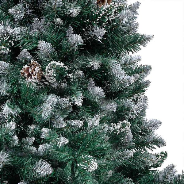 Künstlicher Weihnachtsbaum mit LEDs Kugeln Zapfen 210 cm