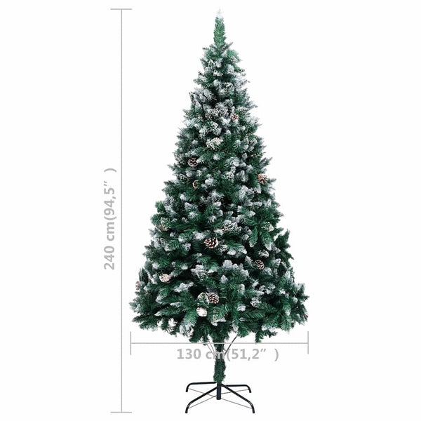 Künstlicher Weihnachtsbaum mit LEDs Kugeln Zapfen 240 cm
