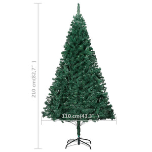 Künstlicher Weihnachtsbaum mit Beleuchtung & Kugeln Grün 210 cm