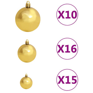 Künstlicher Weihnachtsbaum mit Beleuchtung & Kugeln Grün 210 cm
