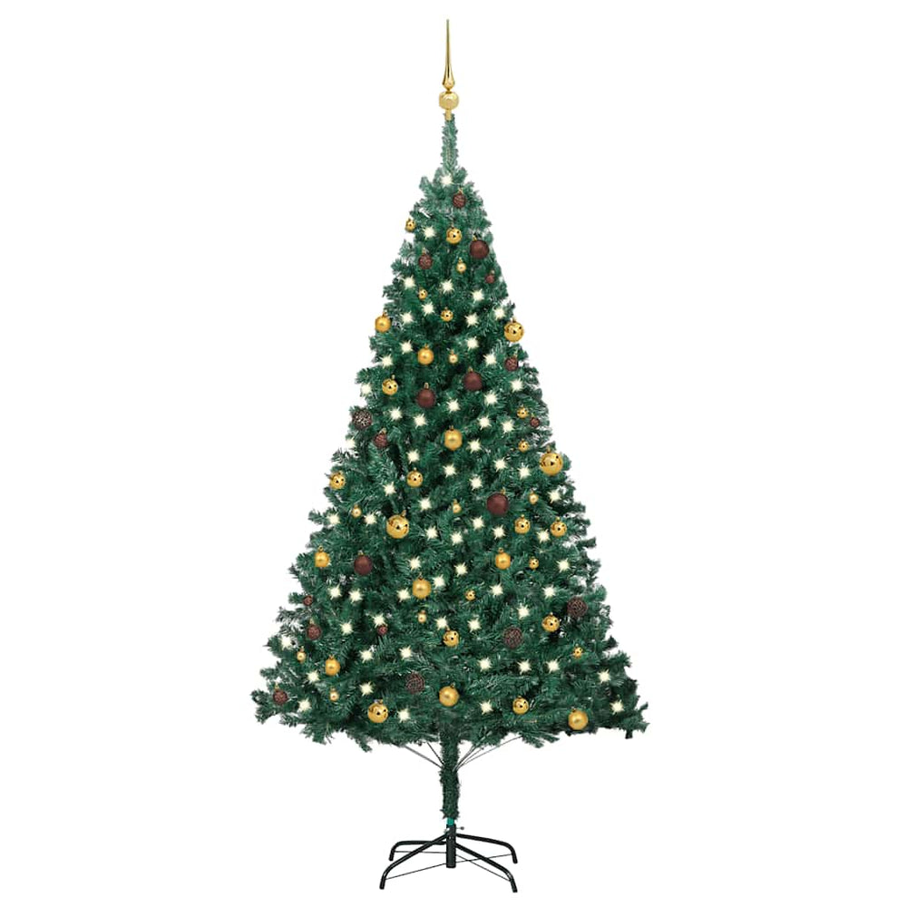 Künstlicher Weihnachtsbaum mit Beleuchtung & Kugeln Grün 240 cm