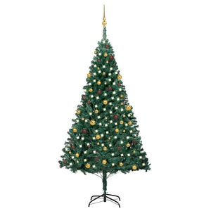 Künstlicher Weihnachtsbaum mit Beleuchtung & Kugeln Grün 240 cm