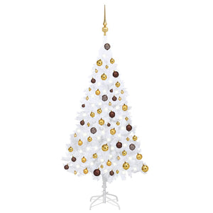 Künstlicher Weihnachtsbaum mit Beleuchtung & Kugeln Weiß 120 cm