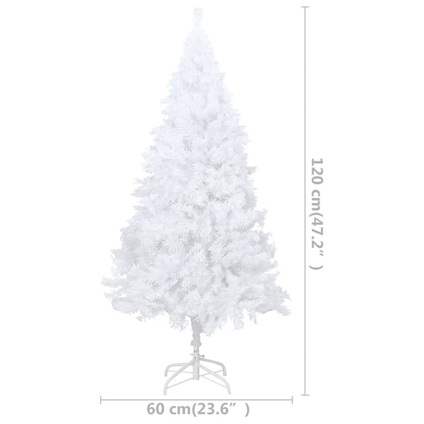 Künstlicher Weihnachtsbaum mit Beleuchtung & Kugeln Weiß 120 cm